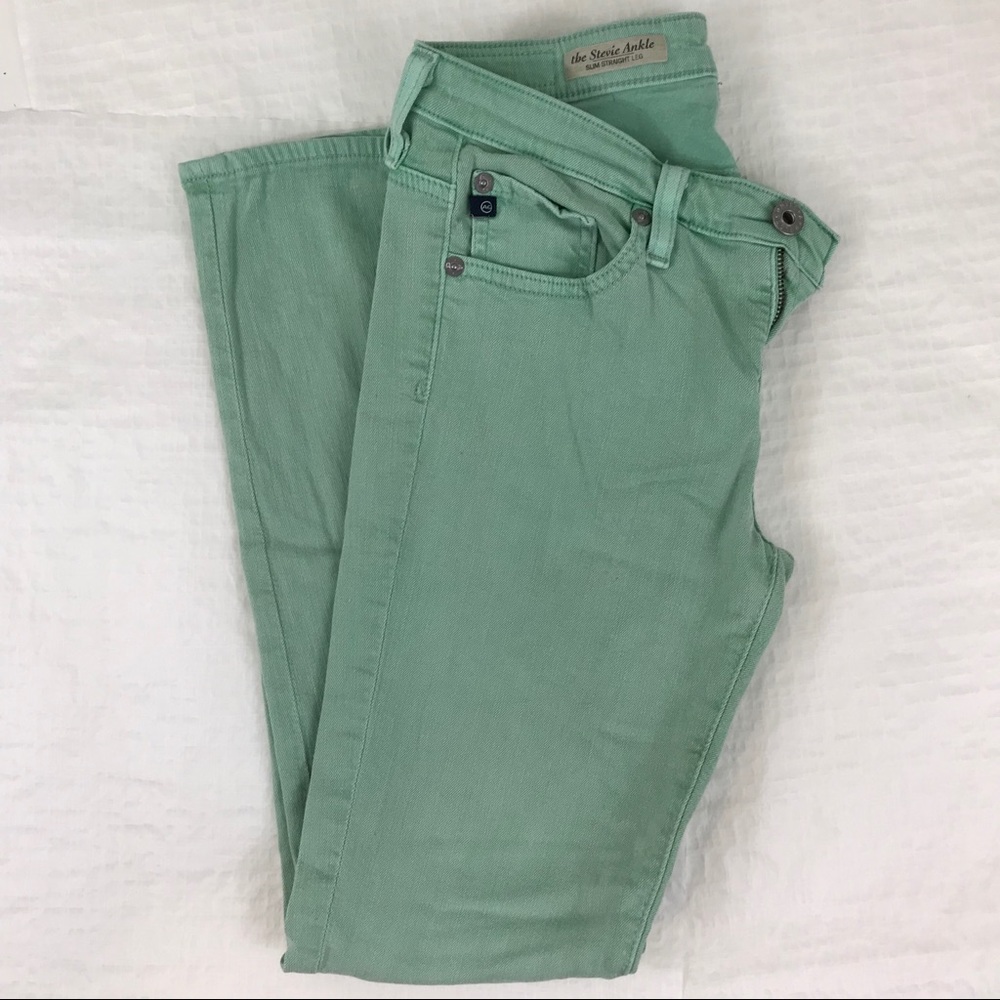 AG Mint Green Slim Straight Leg Jeans